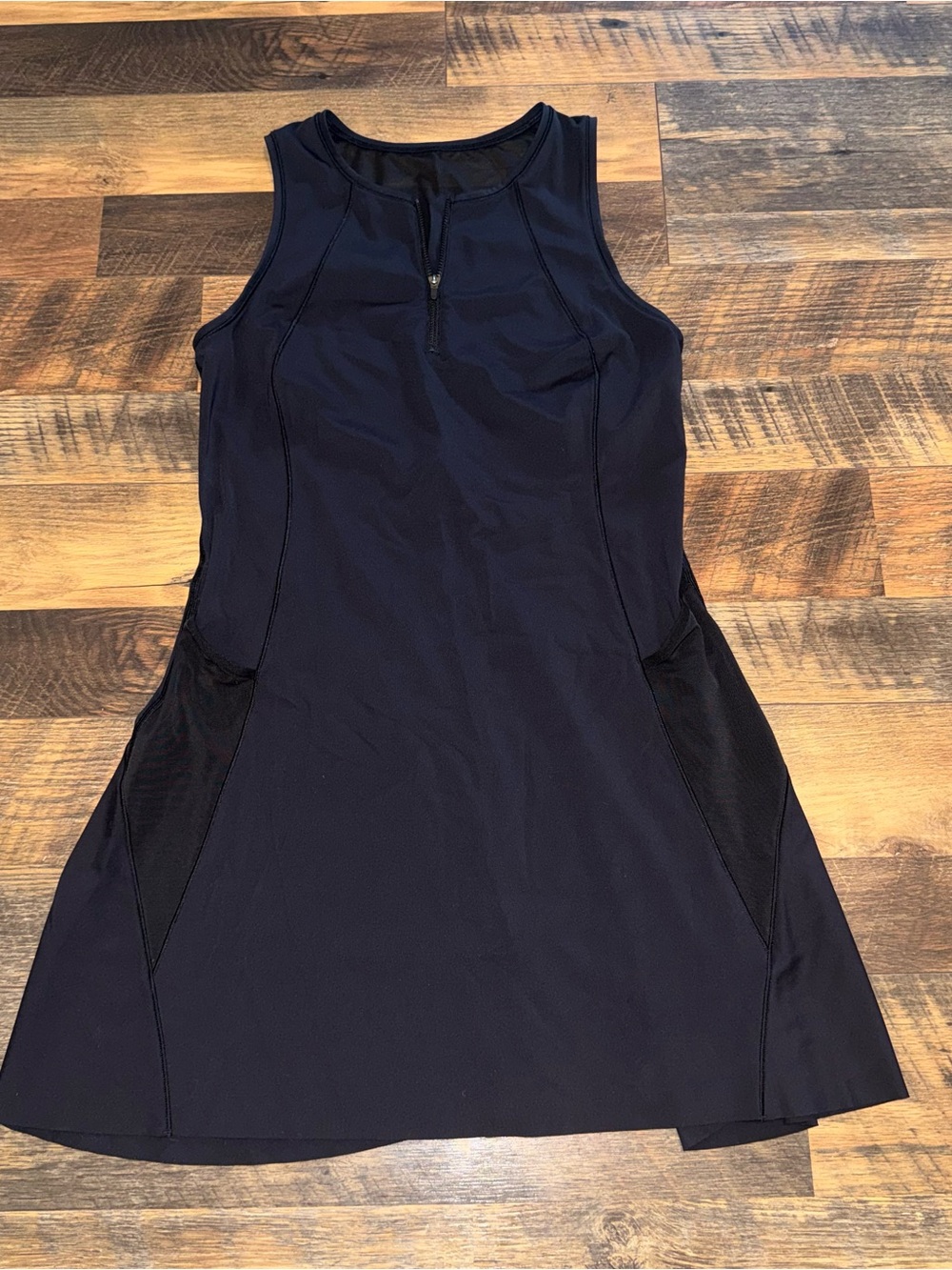 Women’s Black Athletic Tank Dress with Front Zip